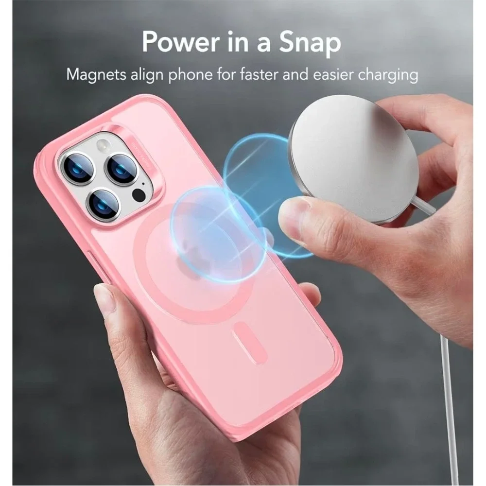 ESR Frosted Pink iPhone 14 Pro Case MagSafe Military Grade‎ Shockproof Hybrid